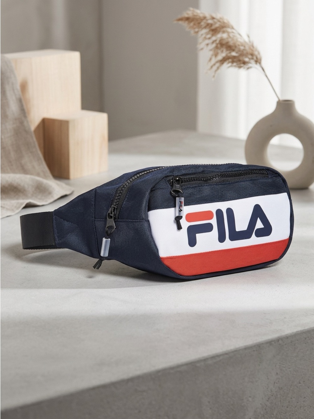 FILA Navy, White & Red Waist Pack with Logo Panel